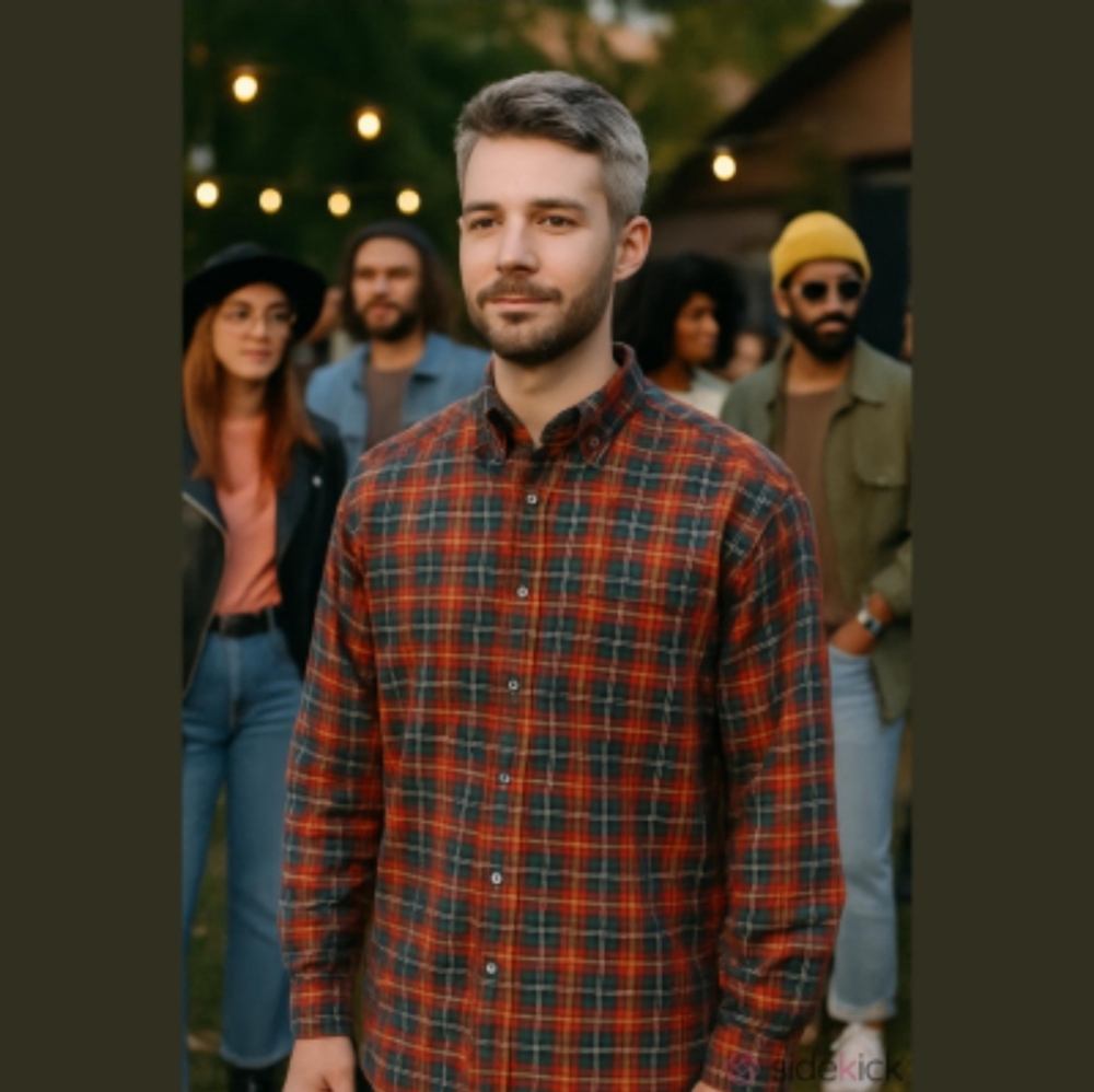 🍉2/40🍉Vntg Tommy Hilfiger Men's Shirt Red Plaid Long Sleeves Button up Shirt